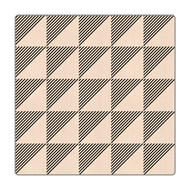 Teppich - Beige Dreiecke und Streifen auf Schwarz