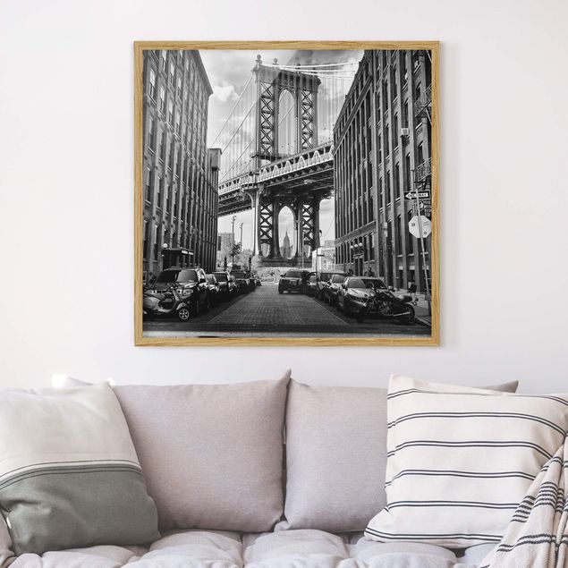 Skylines Bilder mit Rahmen Manhattan Bridge in America