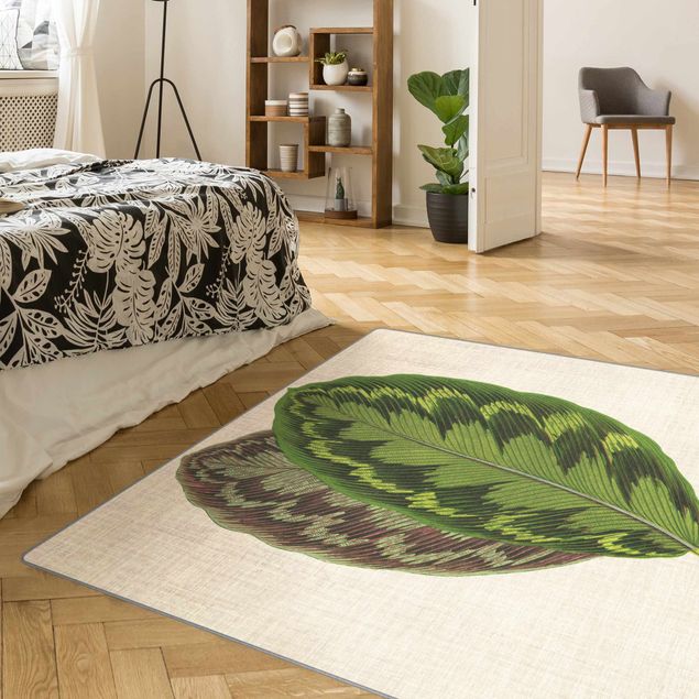 Teppiche groß Blätter auf Leinen II