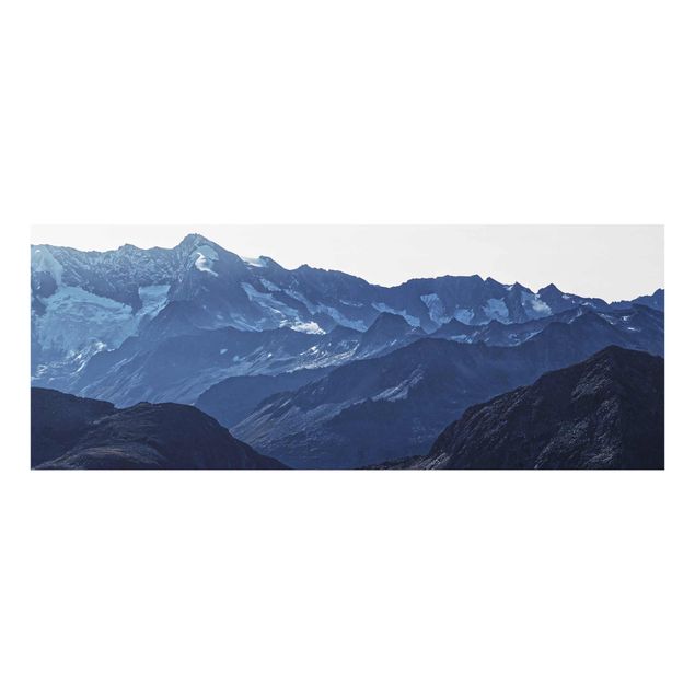 Glasbild - Blaues Bergpanorama - Panorama