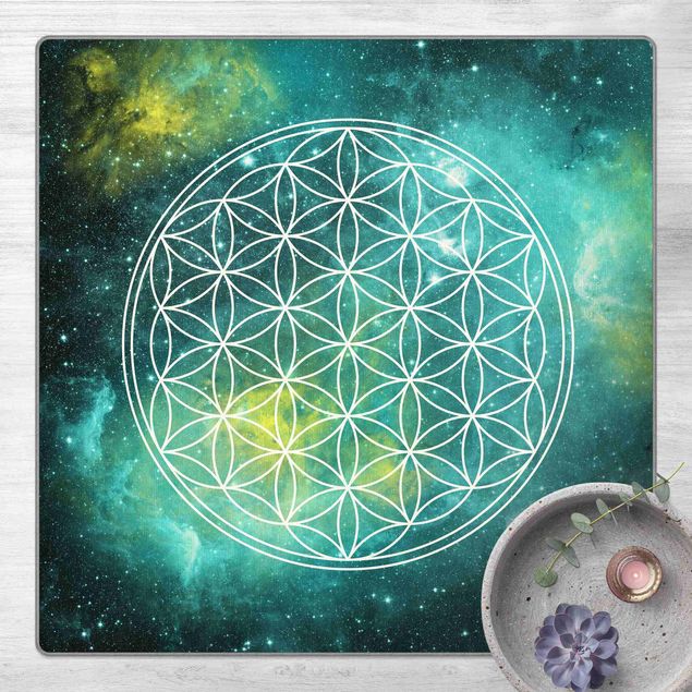 Mandala Teppich Blume des Lebens im Licht der Sterne