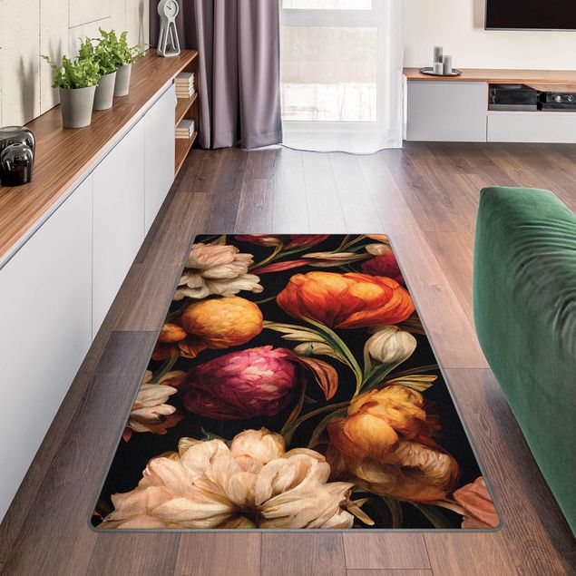 Moderne Teppiche Blumenbild in warmen Farben