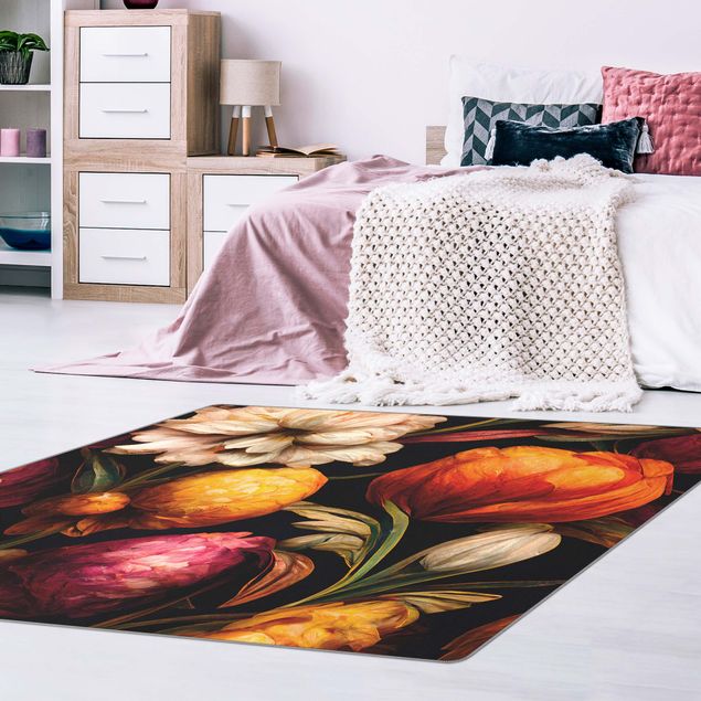 Große Teppiche Blumenbild in warmen Farben