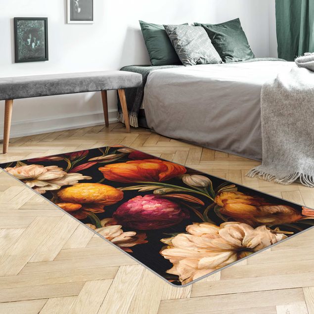 Große Teppiche Blumenbild in warmen Farben