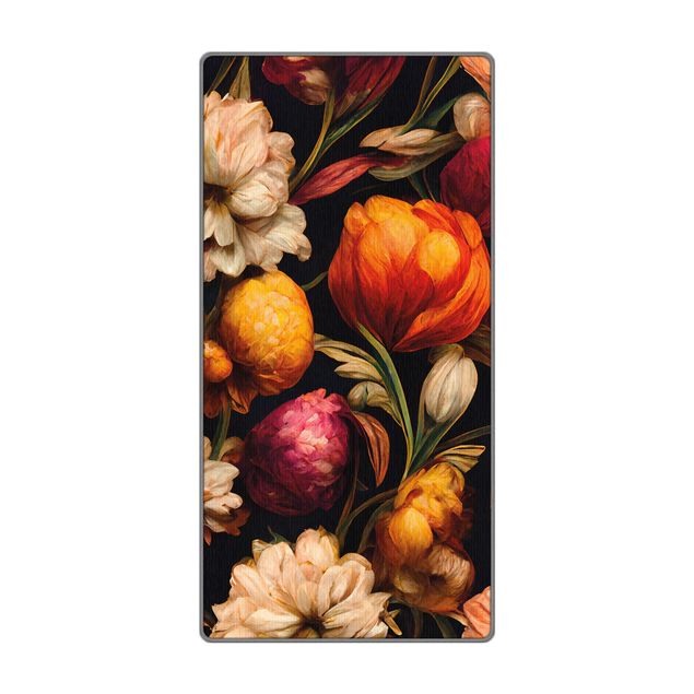 Teppich - Blumenbild in warmen Farben