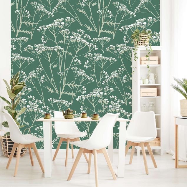 Design Tapeten Blumenwiesen Muster Grün