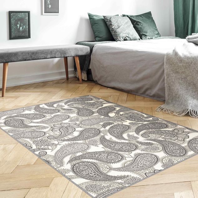 Teppiche groß Boho Mandala Muster in Grau