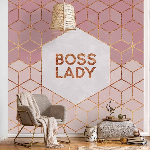 Tapete geometrische Muster Boss Lady Sechsecke Rosa