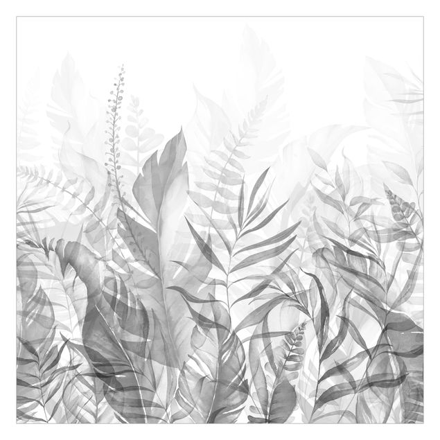 selbstklebende Tapete Botanik - Tropische Blätter Grau