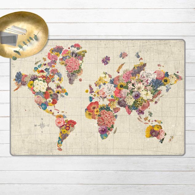 Moderne Teppiche Botanische Weltkarte