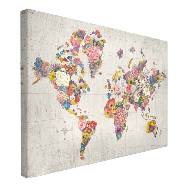 Leinwandbilder kaufen Botanische Weltkarte