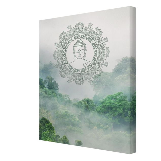 Leinwandbild - Buddha Mandala im Nebel - Hochformat 3:4