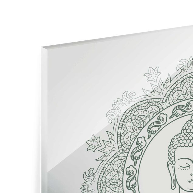 Glasbild - Buddha Mandala im Nebel - Quadrat