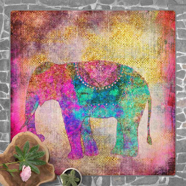 Bunte Teppiche Bunte Collage - Indischer Elefant