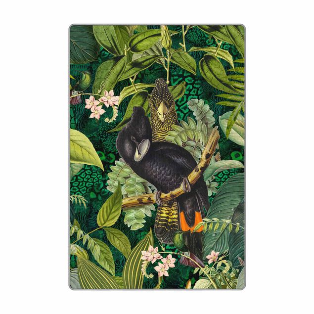 Teppich - Bunte Collage - Kakadus im Dschungel
