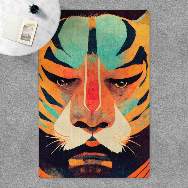 Große Teppiche Bunte Tiger Illustration