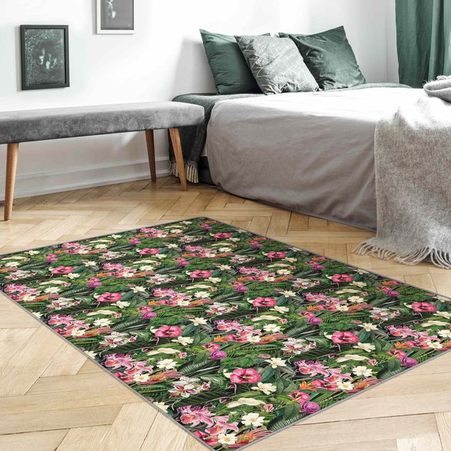 Große Teppiche Bunte tropische Blumen Collage
