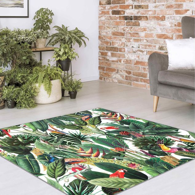 Moderne Teppiche Bunter tropischer Regenwald Muster