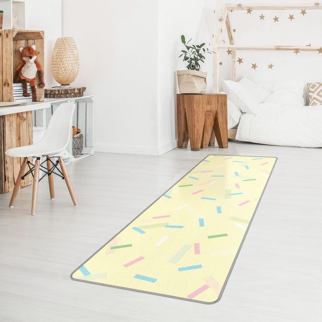 Teppich Kinderzimmer Buntes Konfetti aus Pastellstreifen