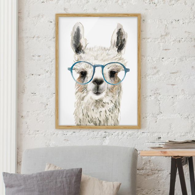 Moderne Bilder mit Rahmen Hippes Lama mit Brille III