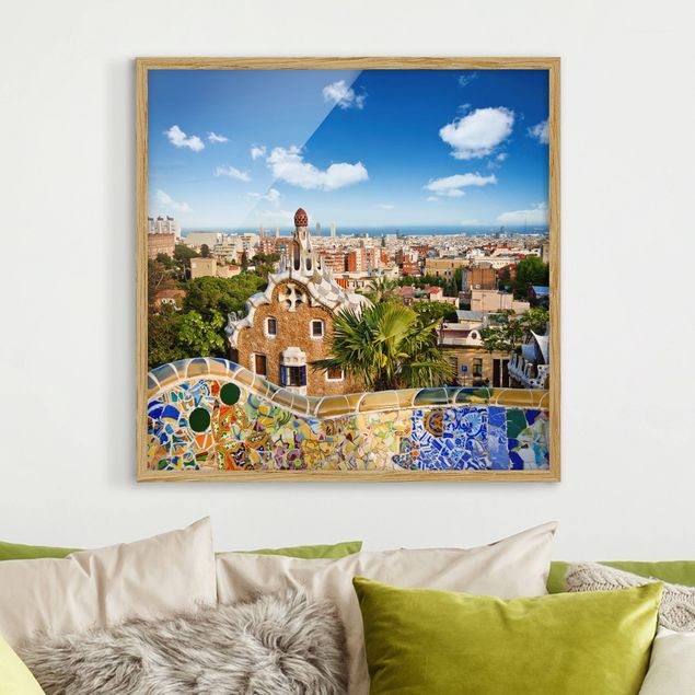 Skylines Bilder mit Rahmen Barcelona