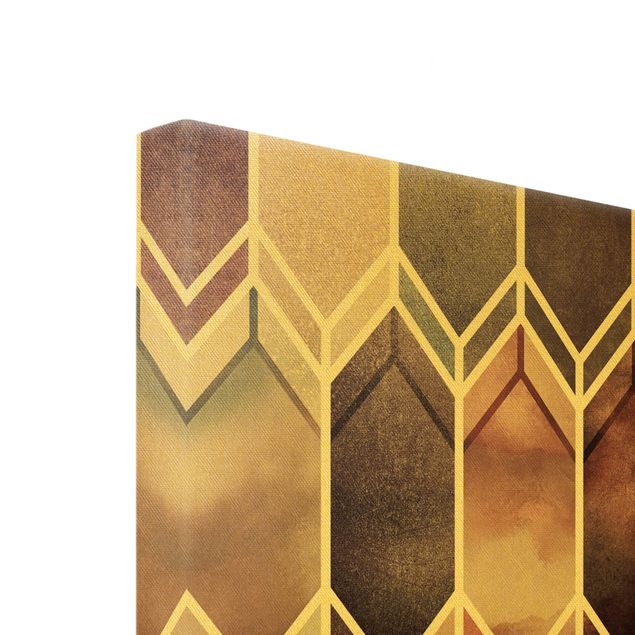 Leinwandbild Gold - Elisabeth Fredriksson - Goldene Geometrie - Glasmalerei Rosé - Querformat 3:4