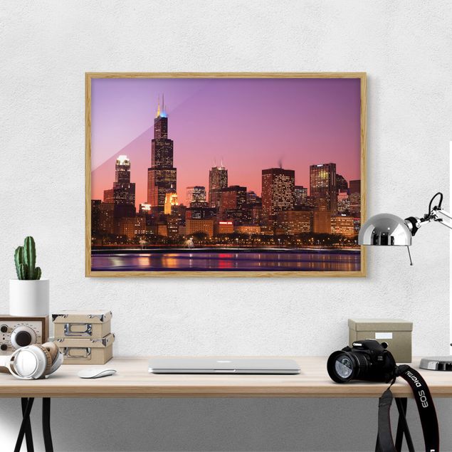 Skylines Bilder mit Rahmen Chicago Skyline