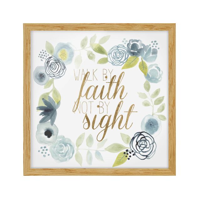 Wandbilder Blumenkranz mit Spruch - Faith