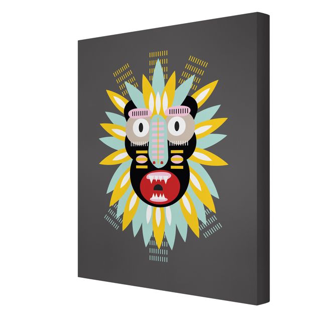 Leinwandbild - Collage Ethno Maske - King Kong - Hochformat 4:3