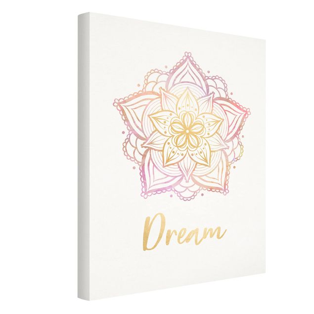 Leinwandbild - Mandala Illustration Dream gold rosa - Hochformat 4:3