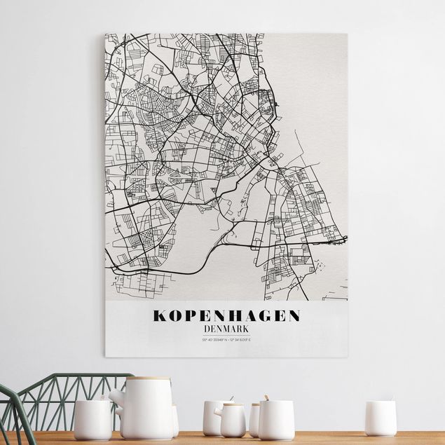 Leinwand mit Spruch Stadtplan Kopenhagen - Klassik
