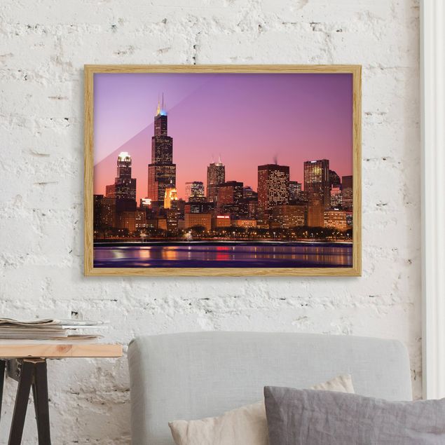 Moderne Bilder mit Rahmen Chicago Skyline