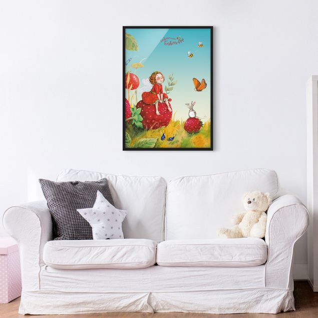 Bild mit Rahmen - Erdbeerinchen Erdbeerfee - Zauberhaft - Hochformat 3:4