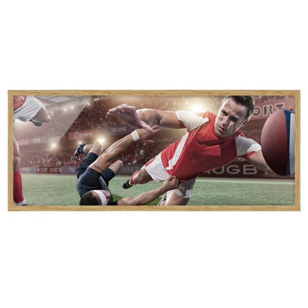 Bild mit Rahmen - Rugby In Motion - Panorama Querformat