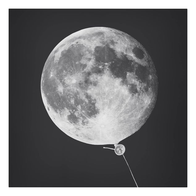 Leinwandbild - Jonas Loose - Luftballon mit Mond - Quadrat 1:1