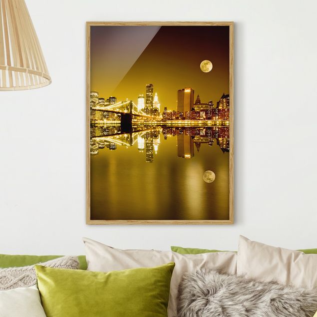 Skylines Bilder mit Rahmen Goldenes New York