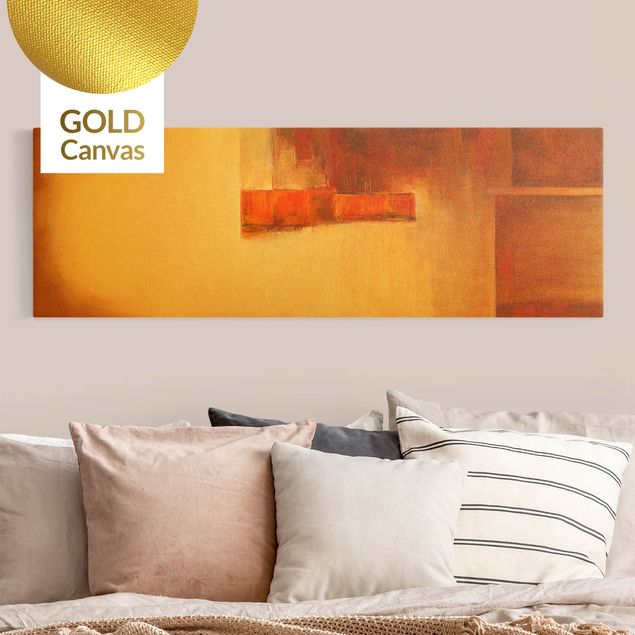 Leinwandbild Gold - Balance Orange Braun - Panorama 3:1