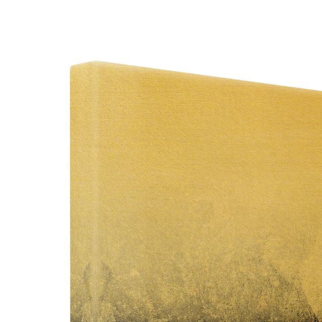 Leinwandbild Gold - Elisabeth Fredriksson - Abstrakter Goldener Horizont Schwarz Weiß - Querformat 1:2