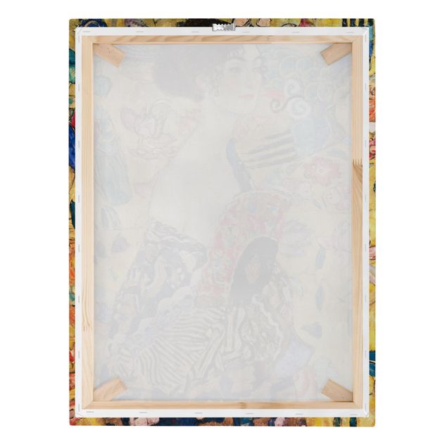 Leinwandbild - Gustav Klimt - Dame mit Fächer - Hochformat 4:3