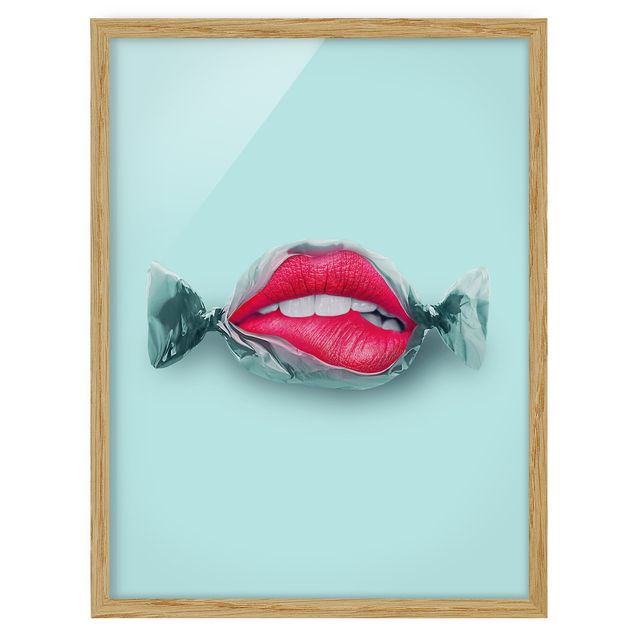 Bilder mit Rahmen Bonbon mit Lippen