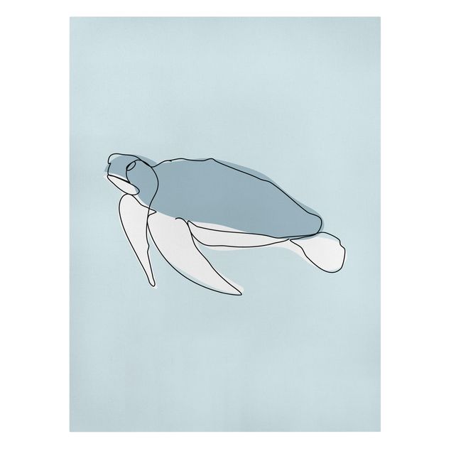 Leinwandbild - Schildkröte Line Art - Hochformat 4:3