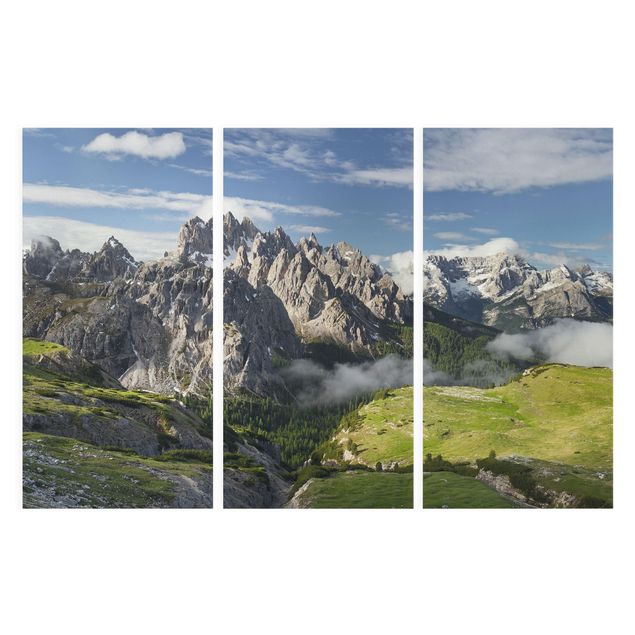Leinwandbild 3-teilig - Italienische Alpen - Hoch 1:2