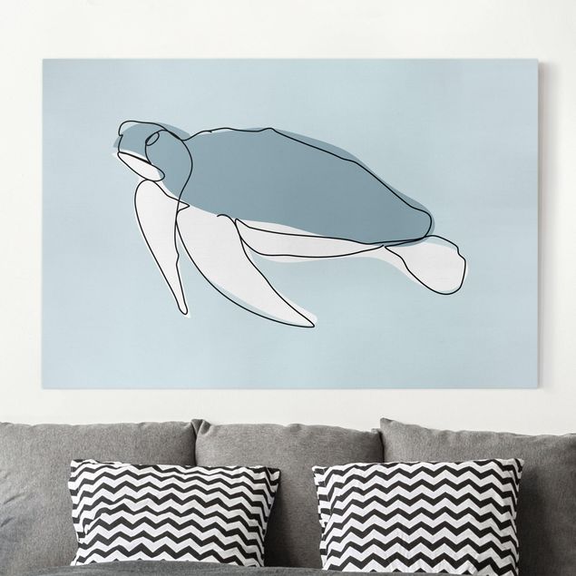 Leinwandbild - Schildkröte Line Art - Querformat 2:3