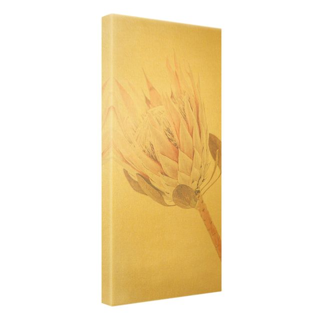 Leinwandbild Gold - Protea Königin der Blüten - Hochformat 1:2