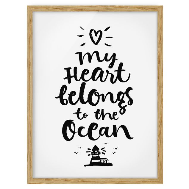 Wandbilder mit Rahmen My heart belongs to the ocean