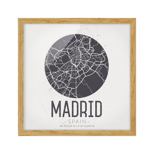 schöne Bilder Stadtplan Madrid - Retro