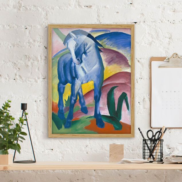 Kunstdrucke mit Rahmen Franz Marc - Blaues Pferd