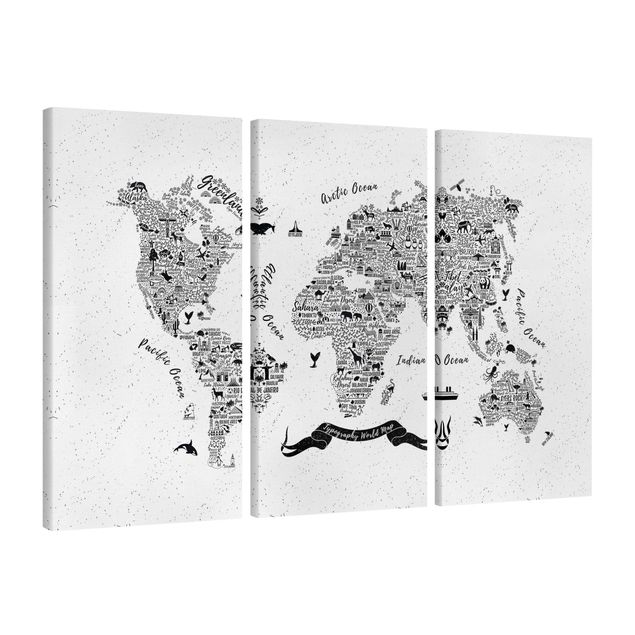 Wandbilder Typografie Weltkarte weiß