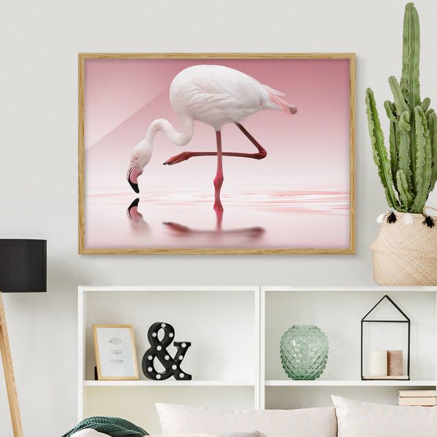 Moderne Bilder mit Rahmen Flamingo Dance