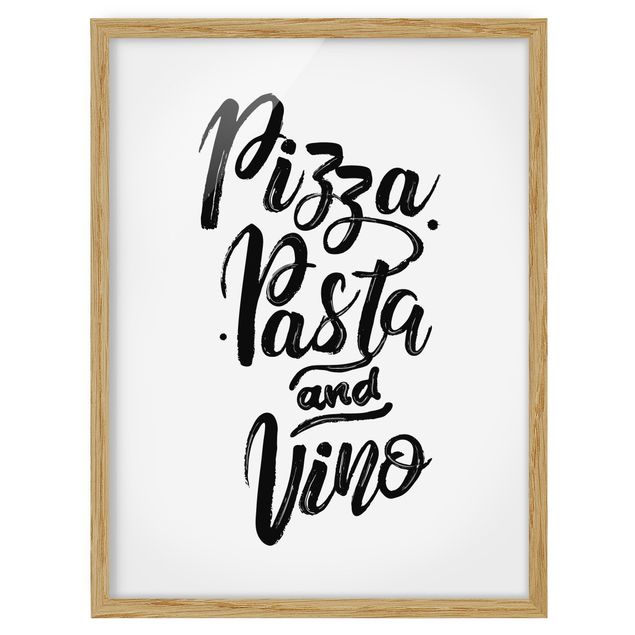 Wandbilder mit Rahmen Pizza Pasta und Vino